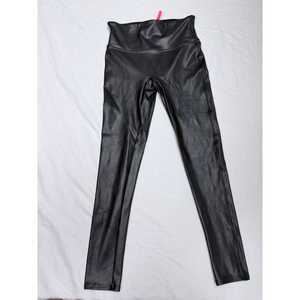 Spanx Faux Leather Leggings Black High Rise Petite Medium M/M